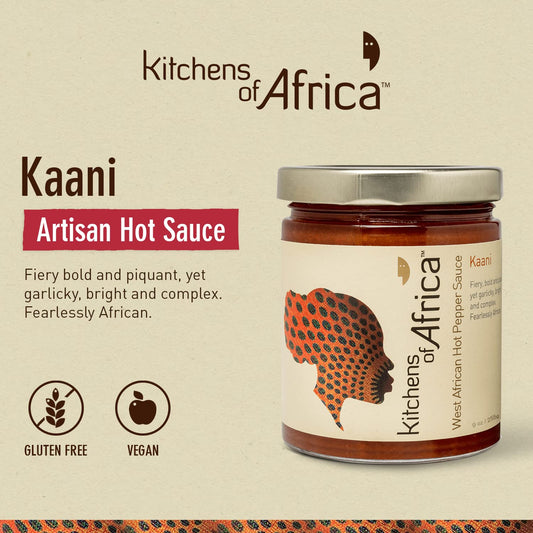 Kitchens of Africa Kaani West African Artisan Hot Sauce W/Habanero Pepper, Fresh Ginger, and Garlic. Fiery, Bold, and Piquant, yet Bright and Complex (9 Oz.)