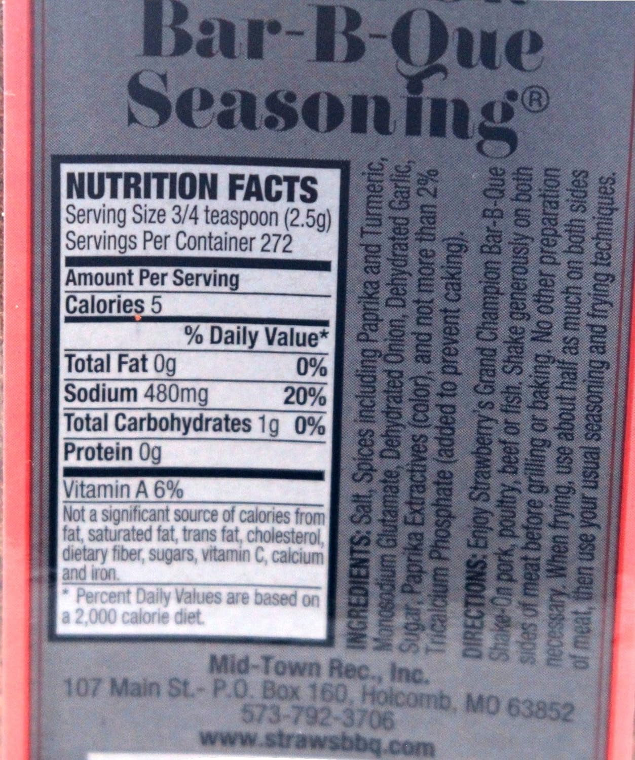 Strawberry'S Grand Champion Shake-On Bar-B-Que Seasoning, 24 Ounce (Pack of 2)