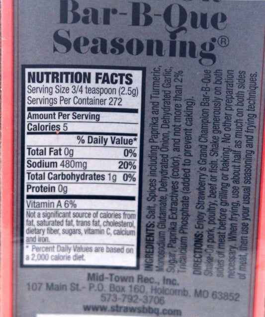 Strawberry'S Grand Champion Shake-On Bar-B-Que Seasoning, 24 Ounce (Pack of 2)