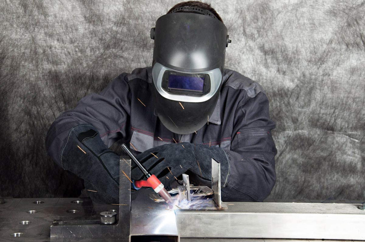 932°F Heat Resistant Forge Welding Gloves 14 Inches Cowhide Leather - Long Sleeve and Insulated Lining Grill Glove for Tig Welder/Mig/Barbecue/Green Egg/Stove Gray