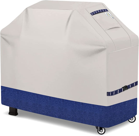 Grill Cover BBQ Grill Cover 600D Waterproof Heavy Duty Gas Grill Cover, UV & Dust & Rip-Proof, Barbecue Grill Covers for Weber, Brinkmann, Char Broil Grills (64" L X 26" W X 48" H Fog/Navy)