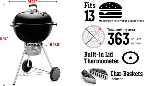 Image of Weber Master-Touch 22" Charcoal Grill, Smoke