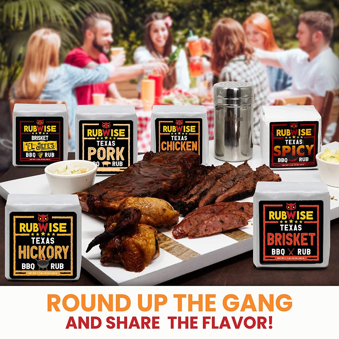 Texas Style BBQ Rub Gift Set by Rubwise|Meat Dry Rub Spices and Seasoning Sets Variety Pack|Smoking & Grilling Gifts for Men|6 X 1Lb Bags|Barbecue Spice Kit for Pork, Beef, Chicken, Turkey|Shaker Included