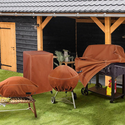 Nettypro BBQ Grill Cover 56 Inch Outdoor Patio 600D Heavy Duty Waterproof 2-3 Burner Barbecue Cover for Weber, Char-Broil, Brinkmann, Nexgrill Grills and More, Brown