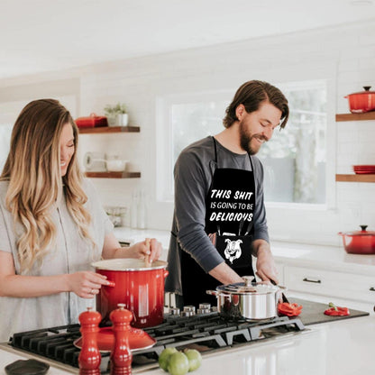 Funny Aprons for Men Anniversary Christmas Gifts for Men Husband Dad Mom Couple Daughter Son,Grilling BBQ Apron