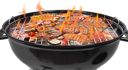 Outvita 18 Inch Portable Charcoal Grill, Stainless Steel BBQ Kettle Charcoal Grill with Wheels and Storage Holder for Camping, Picnic, Barbecue, Party, Outdoor Activities