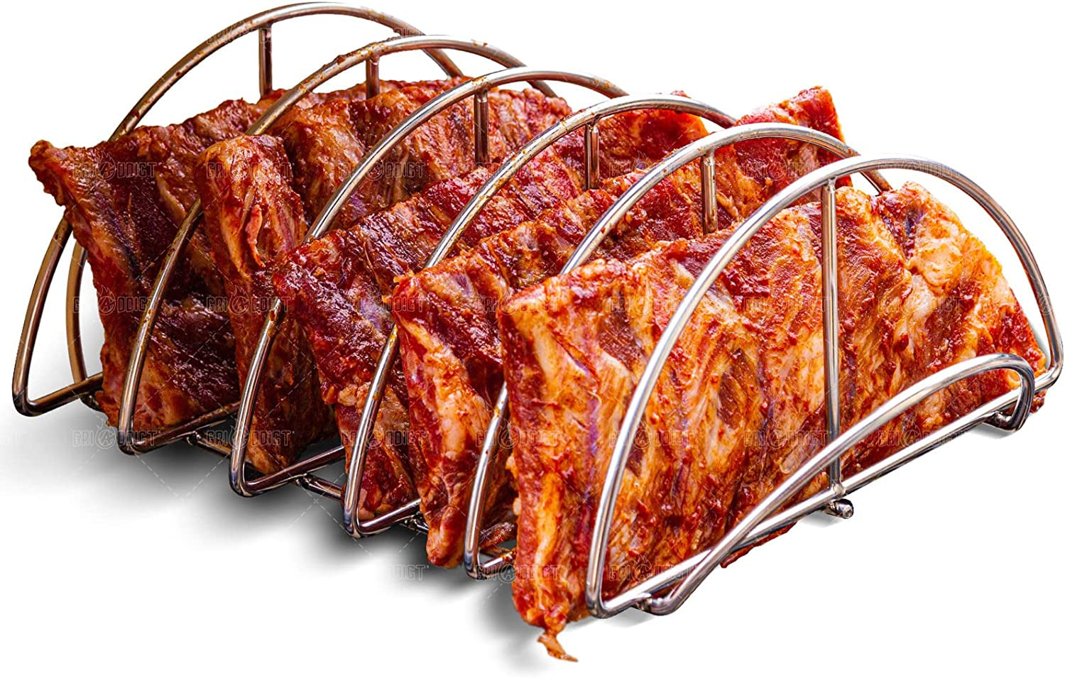 BBQ Rib Racks for Smoking, Classic Joe, BGE Grill Expander Rack Accessories - Optimizes Grilling Space, Standing Roast Rack Allows for More Even Cooking, Works with 18" or Larger Size Grill, Stainless