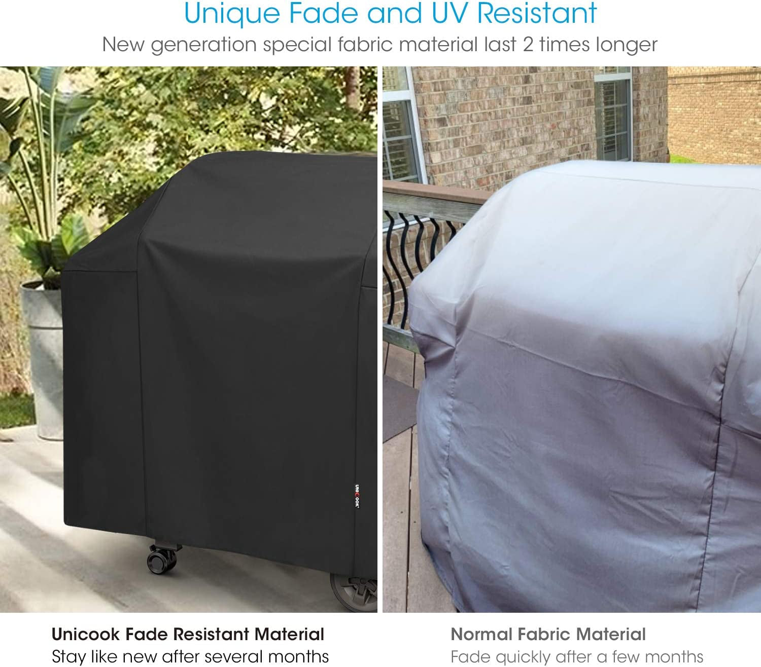 Unicook 58 Inch Grill Cover for Weber Genesis II, Genesis II LX 300 Series and Genesis 300 Series Gas Grills, Heavy Duty Waterproof Barbecue Cover, Fade Resistant BBQ Cover, Compared to Weber 7130