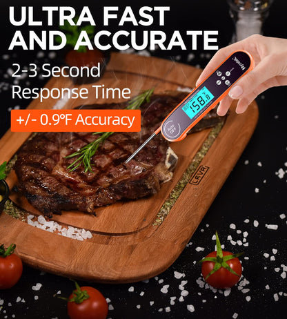 Digital Cooking Thermometer, Accurate & Waterproof Instant Read Meat Thermometer with Backlit, Calibration, Probe, Food Thermometer for Kitchen, Grilling, Candy, BBQ, Oil Fry, Baking and More