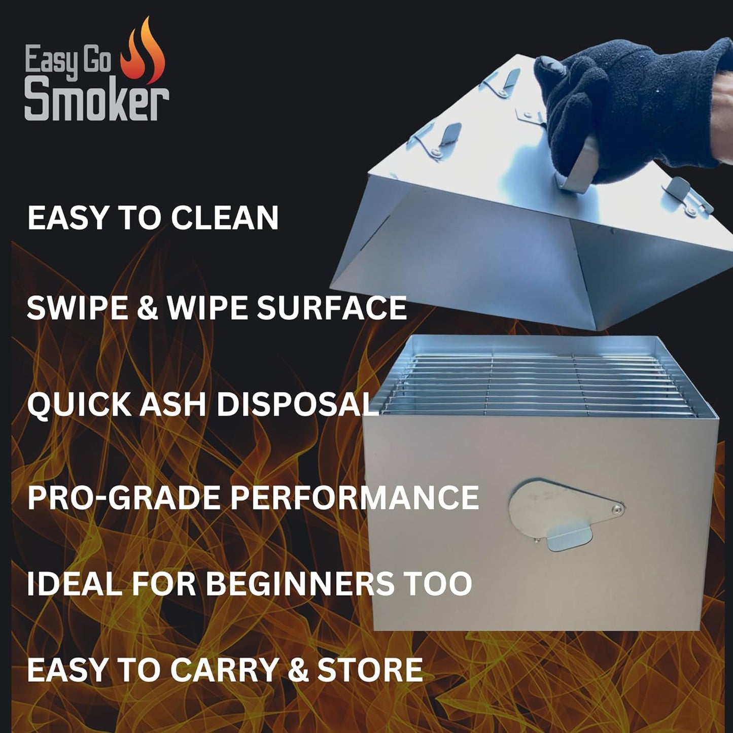 Foldable & Portable Vertical Pellet Smoker - 19.7” Meat Smoker for BBQ Grill, Outdoor Cooking, Camping & RV - Easy to Clean - Includes Carrier Bag, Spoon & Built-In Thermometer – Easygosmoker