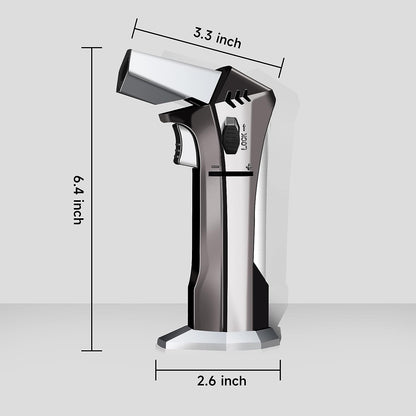 Butane Torch - Refillable Torch Lighter, Kitchen Torch for Baking, Cooking Food, Creme Brulee, BBQ, Blow Torch with Safety Lock and Adjustable Flame, 2 Cans Butane Included.