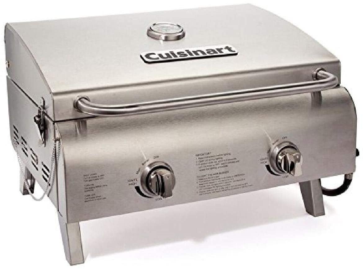 CGG-306 Chef'S Style Portable Propane Tabletop 20,000, Professional Gas Grill, Two 10,000 BTU Burners, Stainless Steel
