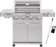 Monument Grills Larger 4-Burner Propane Gas Grills Stainless Steel Cabinet Style with Side & Infrared Side Sear Burners with Stainless Steel Rotisserie Kit(2 Items)