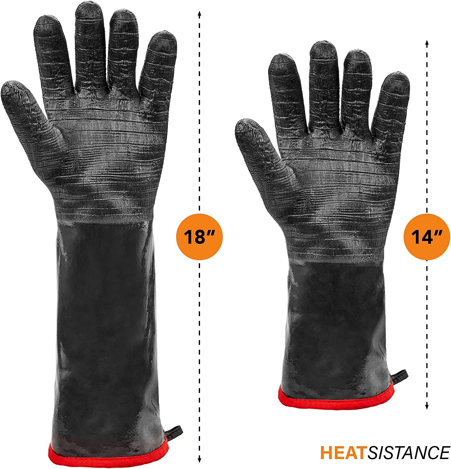 Grilling Gloves Heat Resistant BBQ Gloves - Heat Resistant Gloves for Cooking - Long Sleeve BBQ Gloves for Smoker - Textured BBQ Grill Gloves Easily Handle Hot Food - 14 Inch Extra Large Oven Gloves