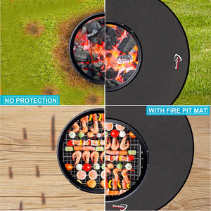 38" round under Grill Mat, 4 Layers Fire Pit Mat Protect Mat,Fireproof Mat Fire Pit Pad for Deck Patio Grass Outdoor Wood Burning Fire Pit and BBQ Smoker,Portable Reusable and Waterproof,Black