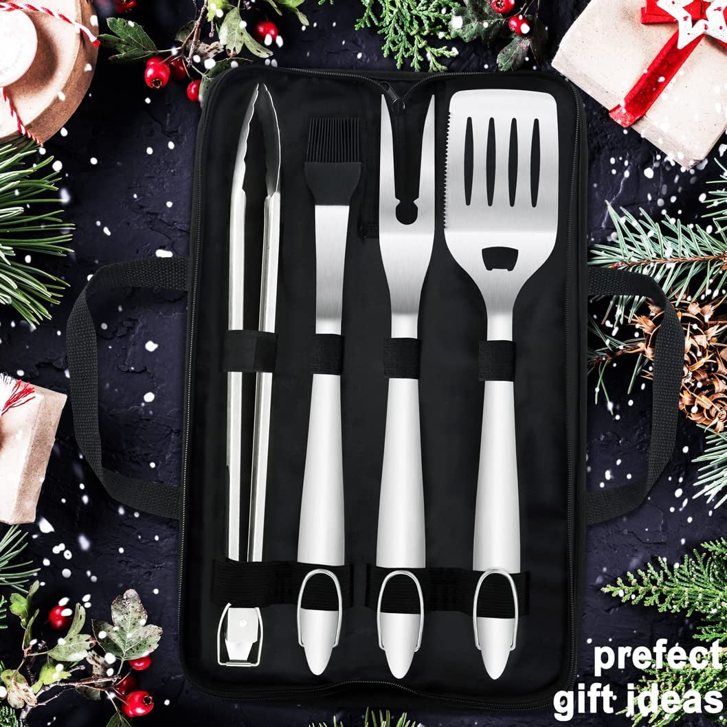 5PCS BBQ Grill Accessories for Outdoor Grill Set Stainless Steel Camping BBQ Tools Grilling Tools Set for Father'S Day Birthday Presents, Grill Utensils Set Ideal Grilling Gifts for Men Dad