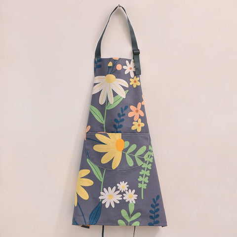 Image of 2 Pack Floral Apron for Women with Pockets, Adjustable Cotton Chef Aprons for Kitchen, Cooking, BBQ & Grill