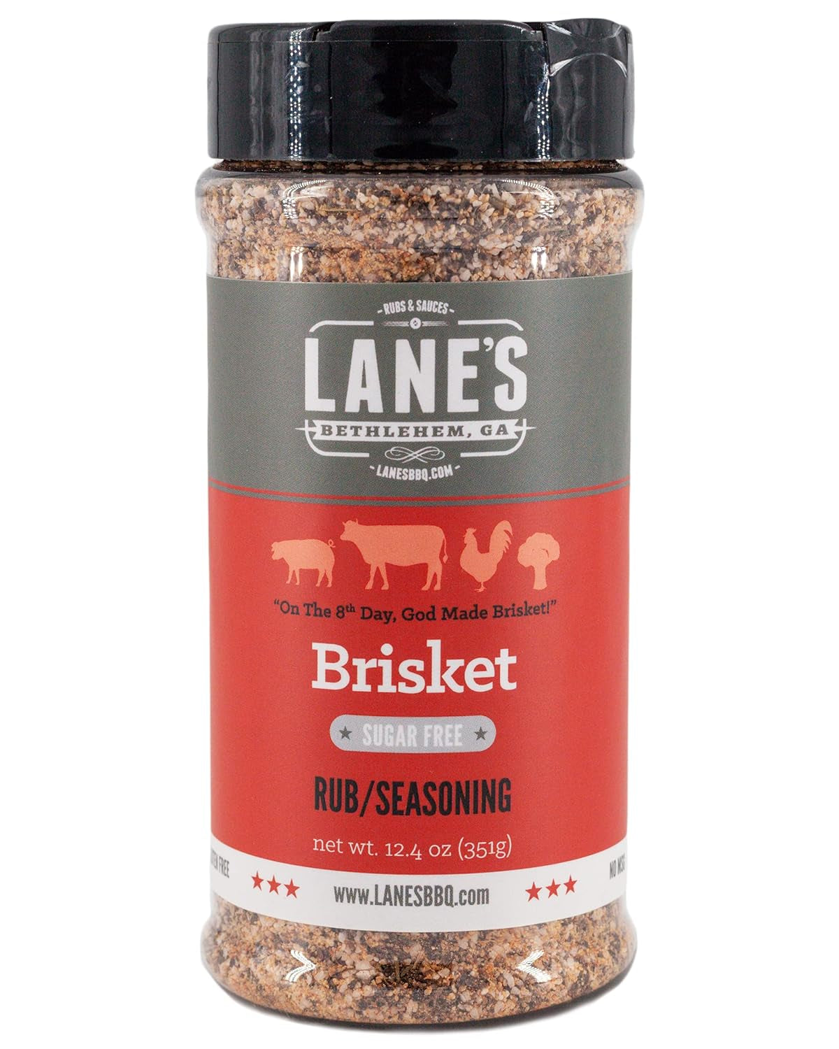 Lane'S Premium Brisket Seasoning - All Natural Brisket Rub for Smoker and Grill | Championship Beef Brisket Rub, Burgers, Steaks | No MSG | No Preservatives | Keto Friendly | Made in the USA | 12.4 Oz