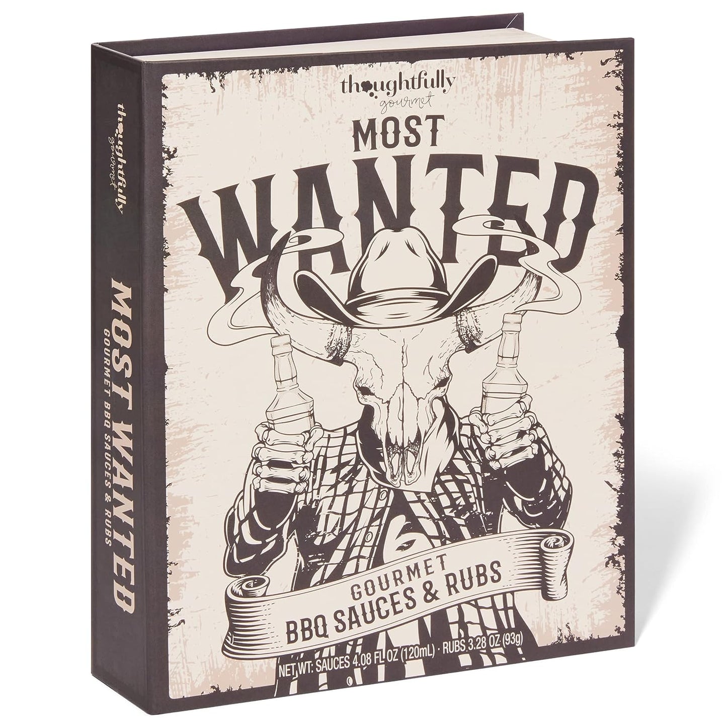 Thoughtfully Gourmet, Wild Western-Themed BBQ Sauce and Rubs Book Gift Set, Includes Honey BBQ, Montreal BBQ Rub & More, Great Gift for Men, Set of 12
