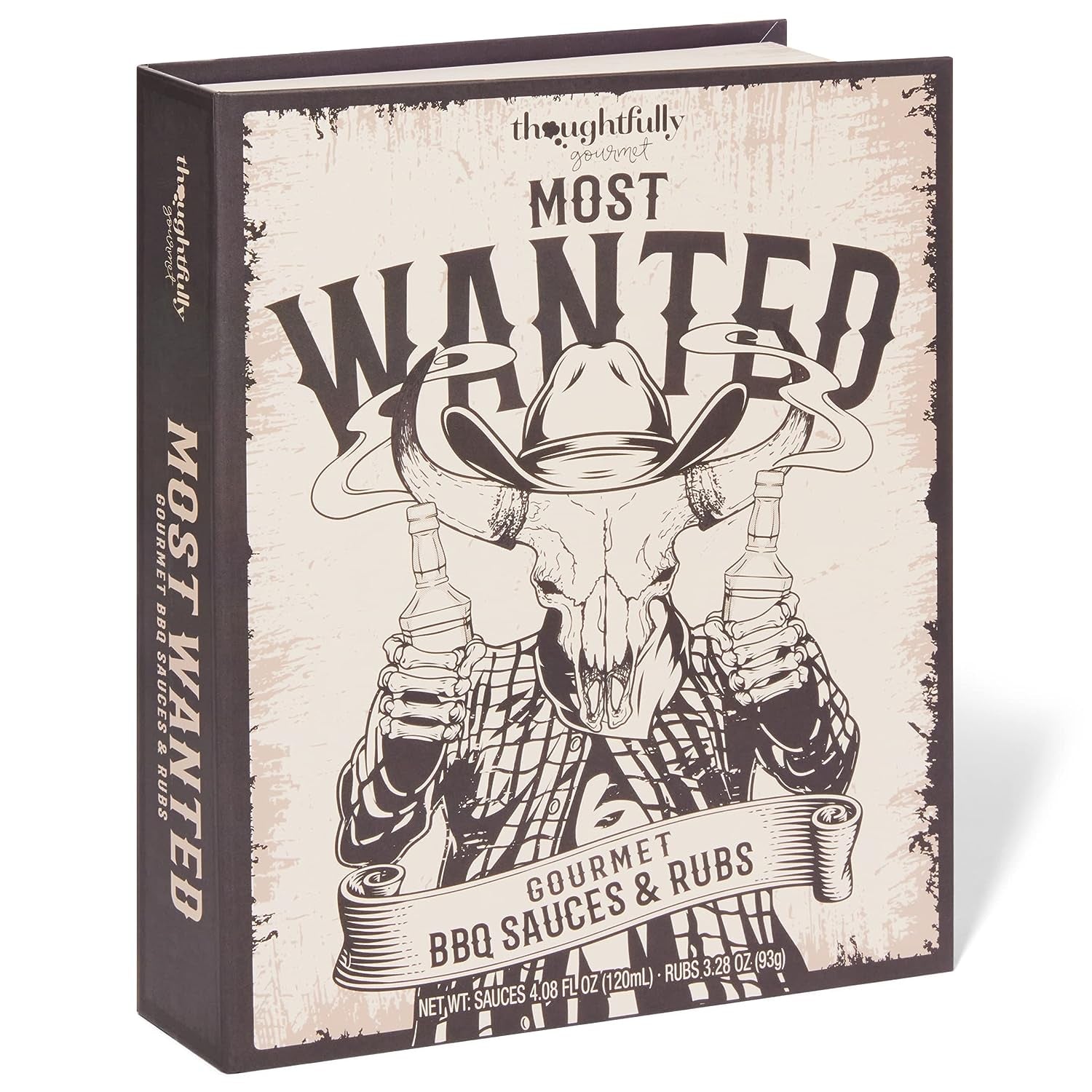 Thoughtfully Gourmet, Wild Western-Themed BBQ Sauce and Rubs Book Gift Set, Includes Honey BBQ, Montreal BBQ Rub & More, Great Gift for Men, Set of 12