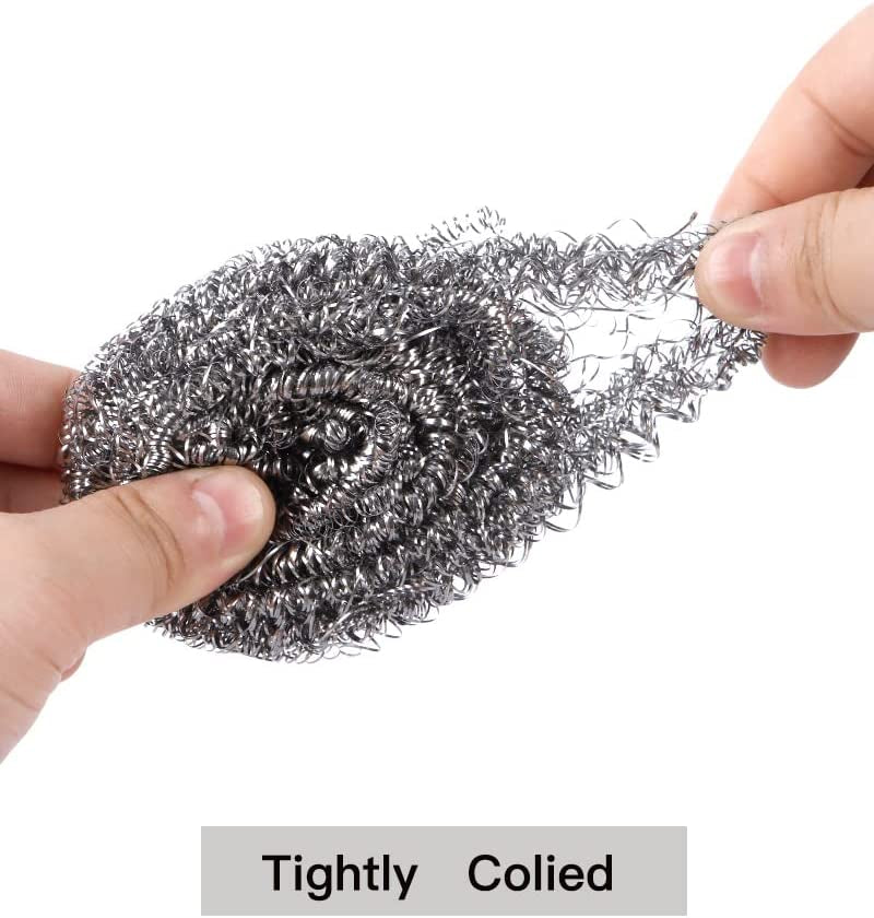 12Pcs Scourer Steel Wool Scrubber - Steel Wool for Cleaning Dishes Pans Pots Ovens Grills Stainless Steel Scrubber for Kitchen Sinks Cleaning Steel Wool Pads Metal Scrubber 12 Pack