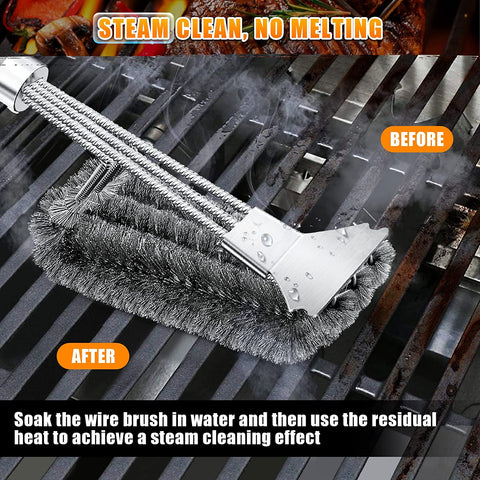 Image of 2Pcs Grill Brush for Outdoor Grill, Stainless Grill Cleaner Brush and Scraper, 17" BBQ Brush for Grill Cleaning & Grill Brush Bristle Free, BBQ Grill Accessories Gift for Men