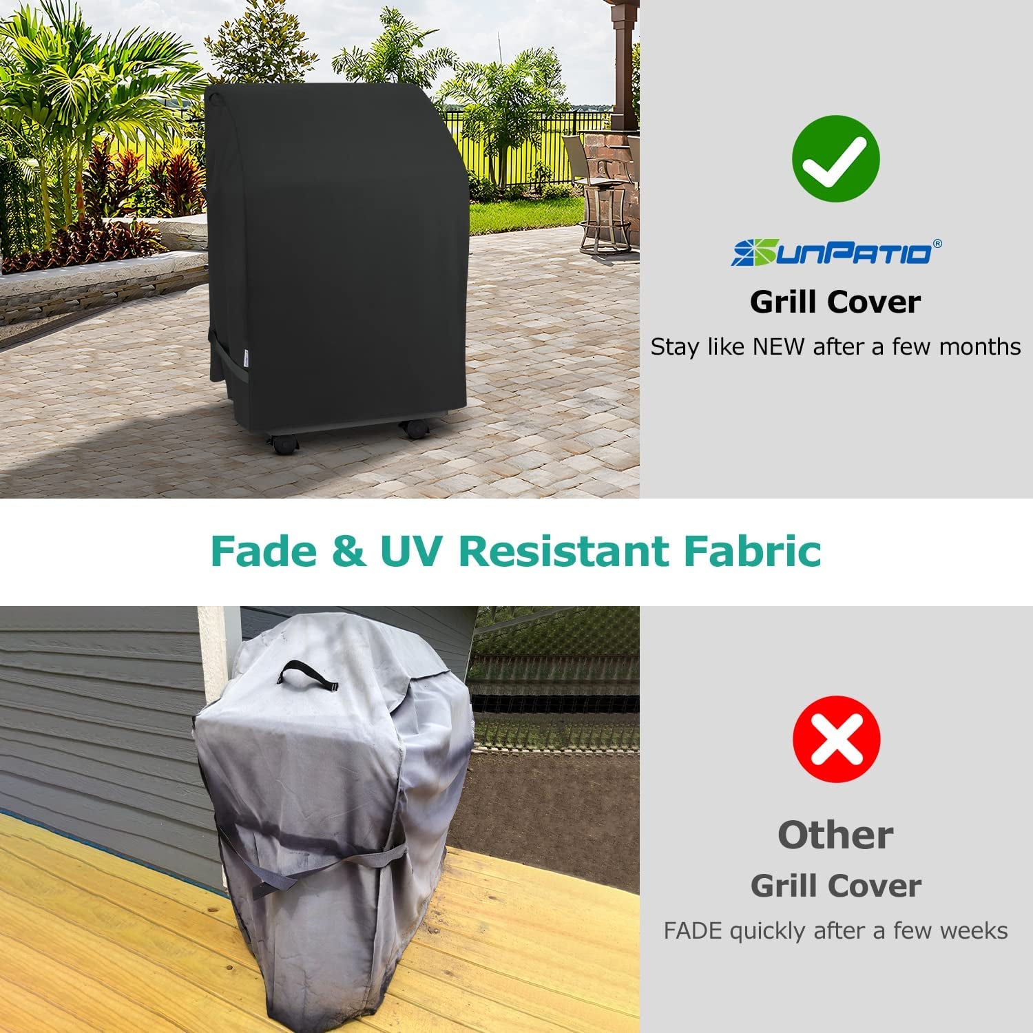 Sunpatio 2 Burner Gas Grill Cover 32 Inch, Heavy Duty Waterproof Small BBQ Grilling Cover, Compatible for Weber Char-Broil Nexgrill and More Grills with Collapsed Side Tables, All Weather Protection