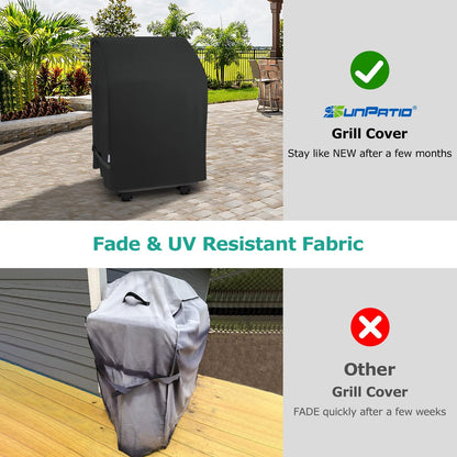 Sunpatio 2 Burner Gas Grill Cover 32 Inch, Heavy Duty Waterproof Small BBQ Grilling Cover, Compatible for Weber Char-Broil Nexgrill and More Grills with Collapsed Side Tables, All Weather Protection