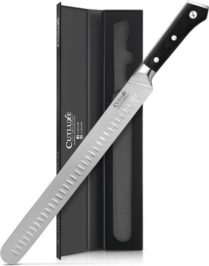 Cutluxe Slicing Carving Knife – 12" Brisket Knife, Meat Cutting and BBQ Knife – Razor Sharp German Steel – Full Tang & Ergonomic Handle Design – Artisan Series