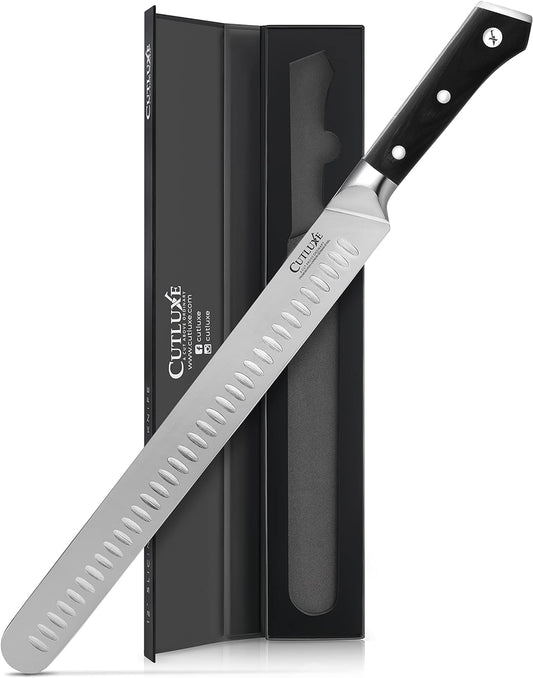 Cutluxe Slicing Carving Knife – 12" Brisket Knife, Meat Cutting and BBQ Knife – Razor Sharp German Steel – Full Tang & Ergonomic Handle Design – Artisan Series