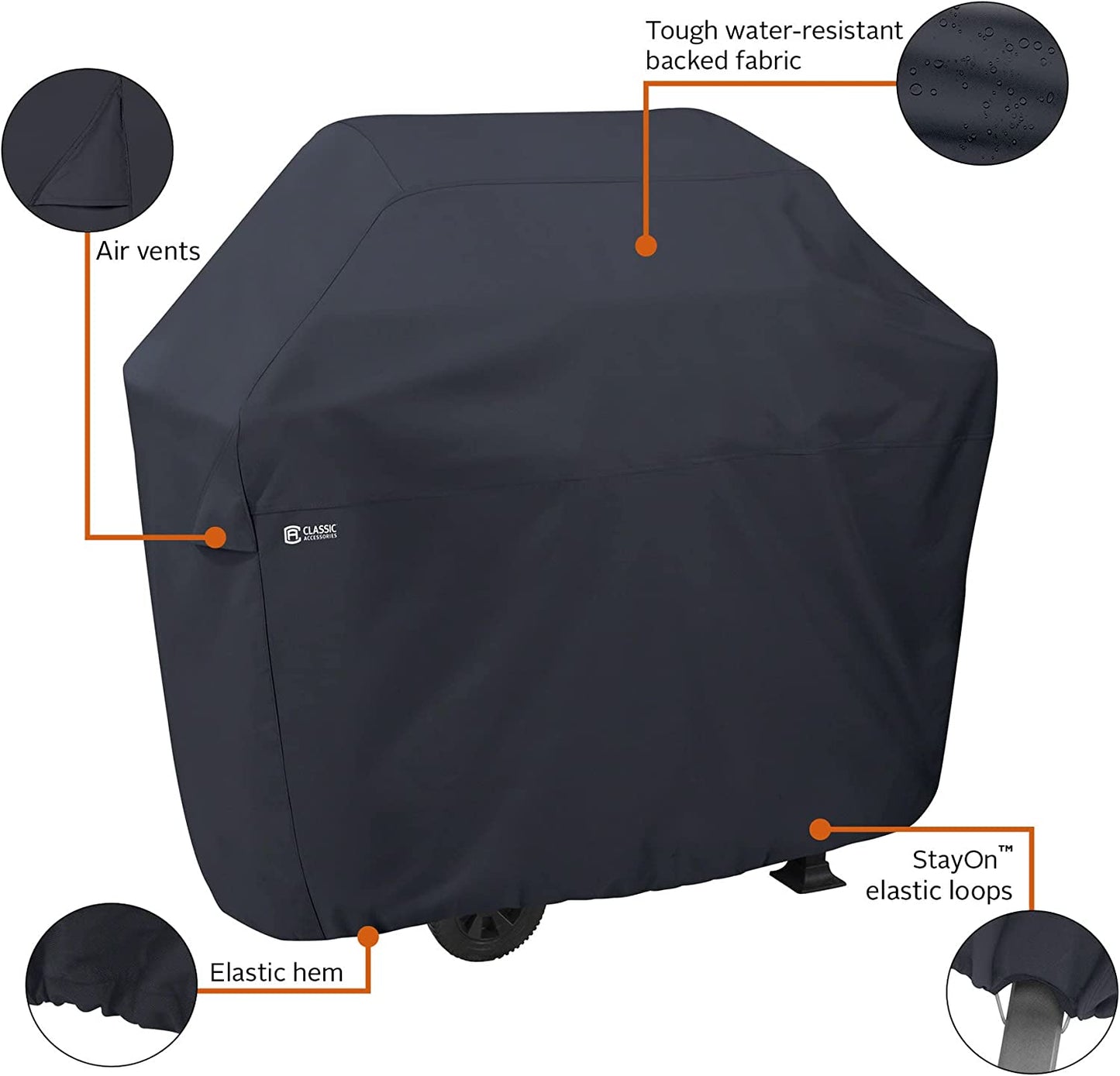 Classic Accessories Water-Resistant 52 Inch BBQ Grill Cover