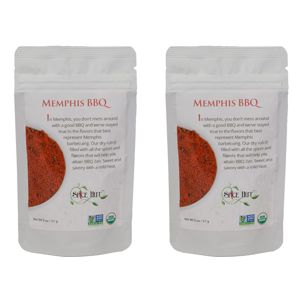 Organic Memphis BBQ Seasoning, Southern Grilling Sweet & Savory Spice Blend, 2 Ounce, , Small Pouch – Salt Free (Pack of 2)