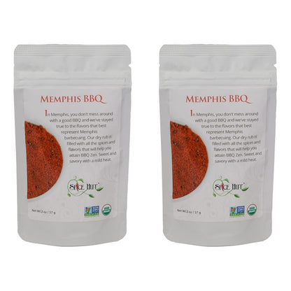 Organic Memphis BBQ Seasoning, Southern Grilling Sweet & Savory Spice Blend, 2 Ounce, , Small Pouch – Salt Free (Pack of 2)