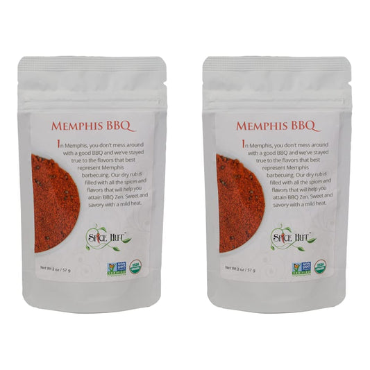 Organic Memphis BBQ Seasoning, Southern Grilling Sweet & Savory Spice Blend, 2 Ounce, , Small Pouch – Salt Free (Pack of 2)