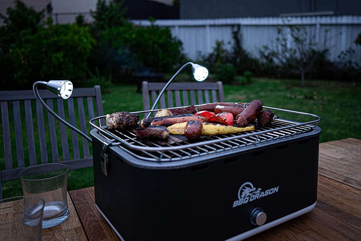 Double Extreme Grill Light - Super Bright Dual LED BBQ Lights for Grill - 360° Flexible Stainless Steel Gooseneck - Great BBQ Grill Accessories - Weather Resistant, Batteries Included