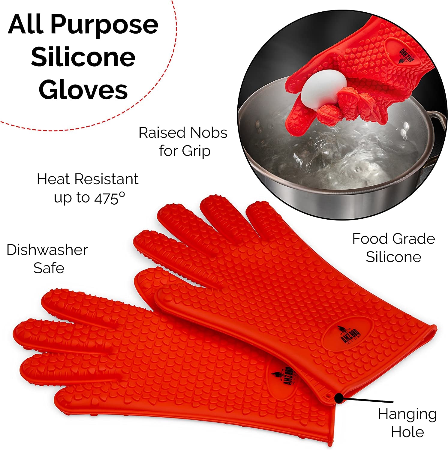 Ultimate Barbecue Accessories Set with Pulled Pork Claws - Heat Resistant Gloves and Pulled Pork Shredder Makes a Perfect Smoker Accessories Gifts for Men (Red Glove-Claw)