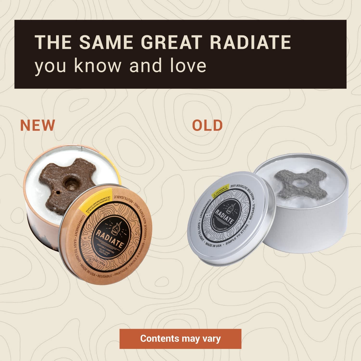 Radiate Portable Campfire: the Go-Anywhere Outdoor Fire Pit - Portable and Convenient - 3 Hours of Warmth and Burn Time - Great for Camping, Picnics, and More - Made in the USA