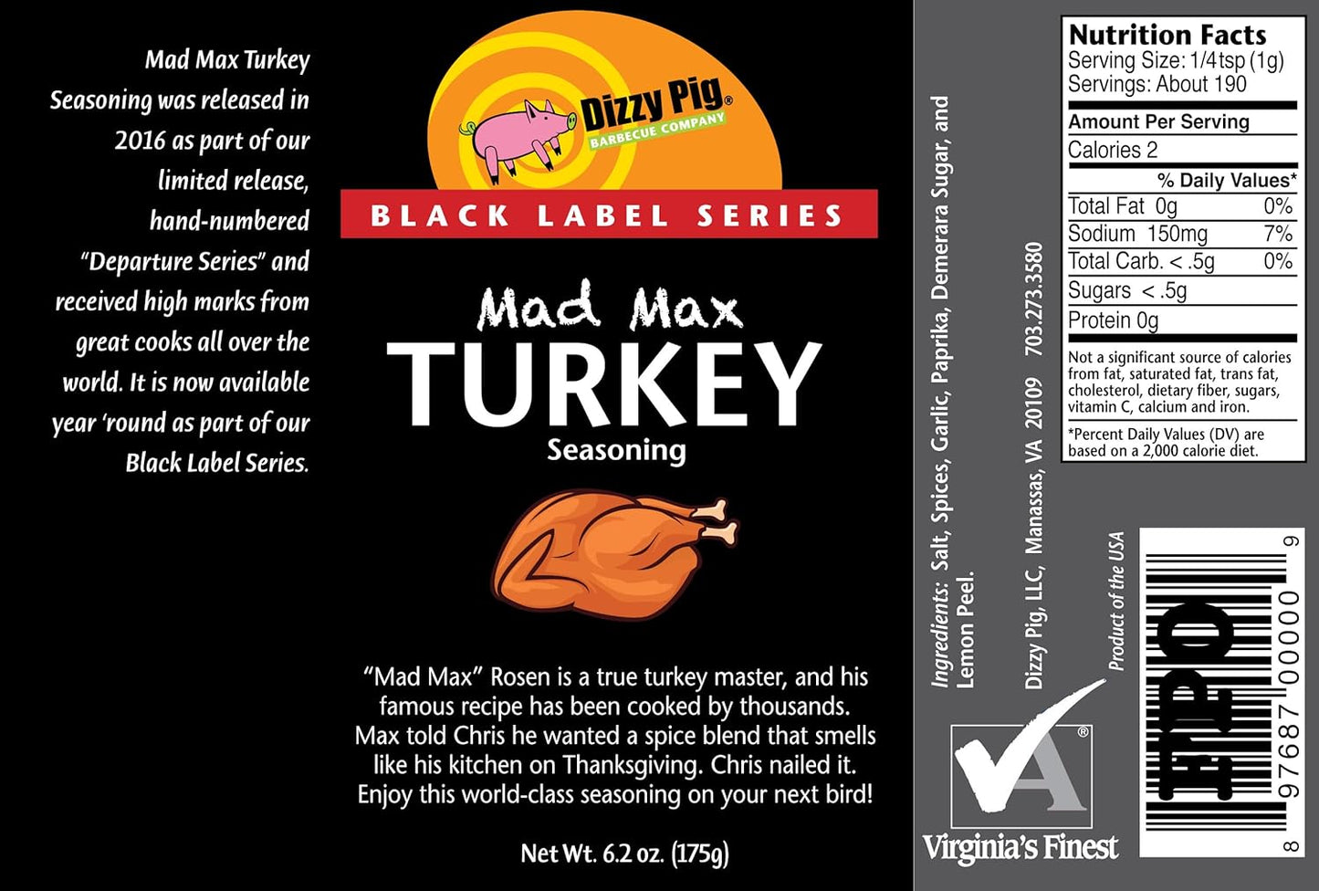 Dizzy Pig Llc BBQ RUB MAX Turkey 6.2OZ