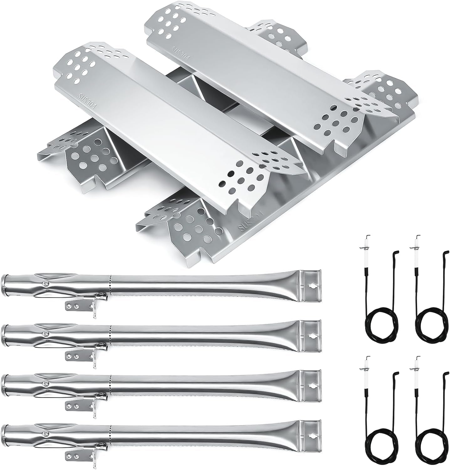 Professional title: "Premium Stainless Steel Grill Replacement Parts for Nexgrill 4-Burner Models 720-0830H, 720-0888N/S, 720-0783E, 720-0830X - Includes Grill Burner, Heat Plates, and Igniter Kit - Compatible with Home Depot Nexgrill"