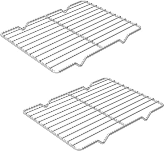 Linkidea Metal Grate Cooling Rack Pack of 2, Stainless Steel Baking Cooling Rack Rectangle 8'' X 10'', Oven Safe Grid Wire Racks for Roasting Disposable Pan