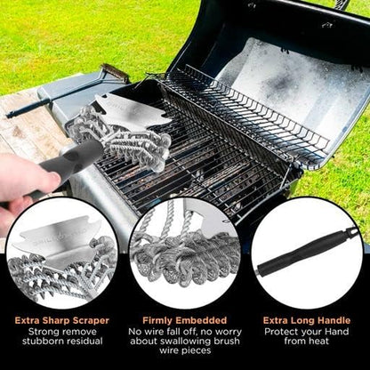 Grill Brush Bristle Free, Safe BBQ Brush Cleaner and Scraper for Outdoor Grill, 18” Stainless Grill Grate Scrubber, Cleaning Brushes for Porcelain, Weber, Gas, & Charcoal, Best Grill Accessories Gifts