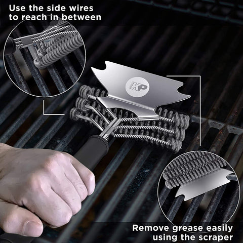 Image of KP 3 in 1 Dream Set- Safe Grill Cleaning Kit - Bristle Free Grill Brush for Outdoor Grill W/Grill Scraper +Heavy Duty Grill Mat|Best BBQ Brush for Grill Cleaning | Grill Accessories for All Grills
