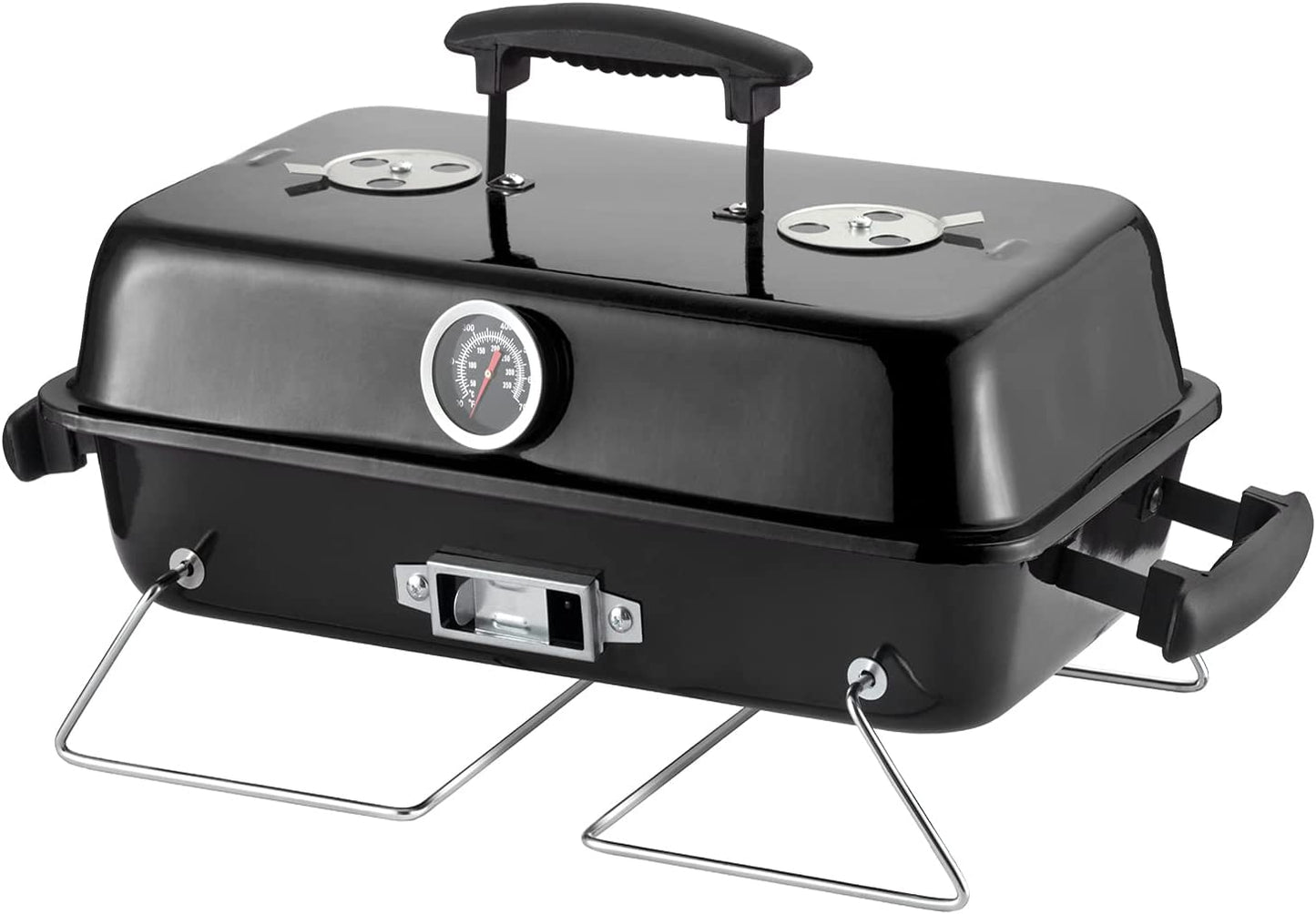 Portable Charcoal Grill, Tabletop Outdoor Barbecue Smoker, Small BBQ Grill for Outdoor Cooking Backyard Camping Picnics Beach by DNKMOR BLACK