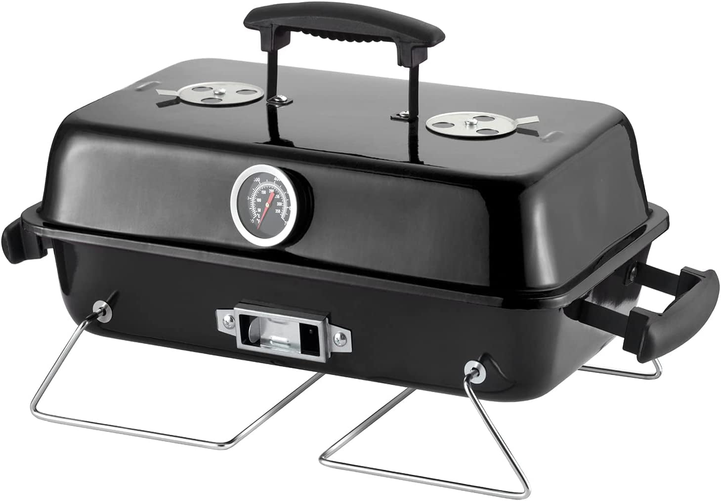 Portable Charcoal Grill, Tabletop Outdoor Barbecue Smoker, Small BBQ Grill for Outdoor Cooking Backyard Camping Picnics Beach by DNKMOR BLACK