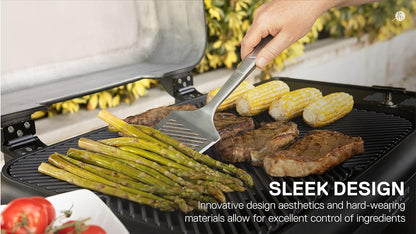 Everdure BBQ Tool Kit - 3 Pack, Brushed Stainless Steel Tongs, Spatula and Fork with Soft Grip Handles and Leather Straps, Barbeque Grill Accessories and Cooking Utensils Set