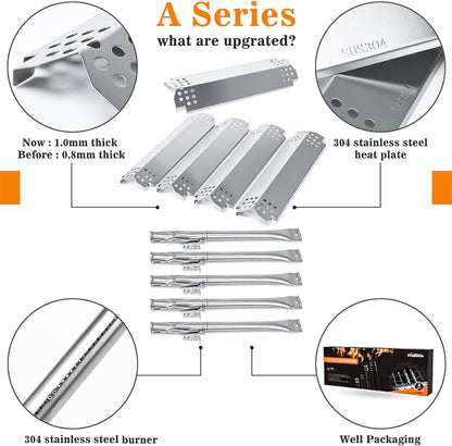 304 Stainless Steel Grill Parts Kit for Home Depot Nexgrill 720-0830H, 5 Burner 720-0888 720-0888N 720-0888S Gas Grill, Grill Burner, Heat Plate Replacement Parts