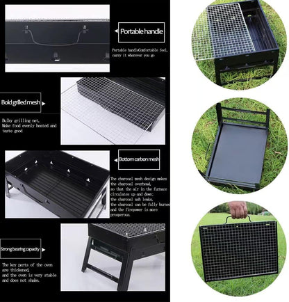 Folding Portable Barbecue Charcoal Grill, Barbecue Desk Tabletop Outdoor Stainless Steel Smoker BBQ for Outdoor Cooking Camping Picnics Beach