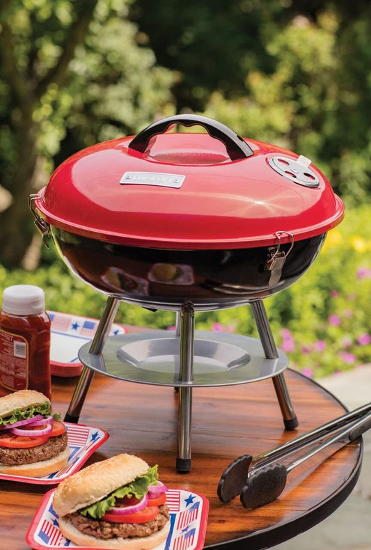 CCG190RB Inch BBQ, 14" X 14" X 15", Portable Charcoal Grill, 14" (Red)