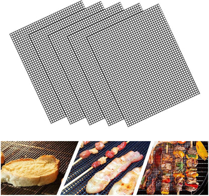 LOOCH BBQ Mesh Grill Mat Set of 5 - Heavy Duty Nonstick Mesh Grilling Mats & Barbecue Accessories - Reusable and Easy to Clean - Works on Gas, Charcoal, Electric Grill and More - 15.75 X 13 Inch