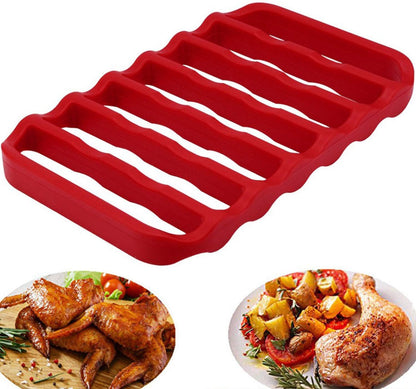 Fivebop 2 Pack Silicone Roasting Racks Non Stick Easy-Clean Cooling Rack for Cooking Baking Steaming (2Pack-Red)